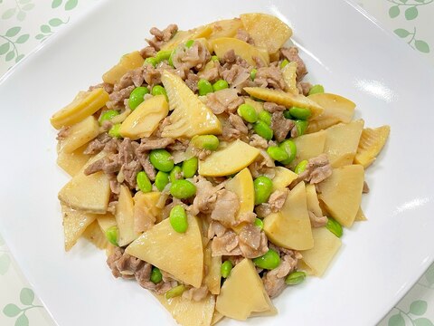 筍と枝豆の豚肉炒め